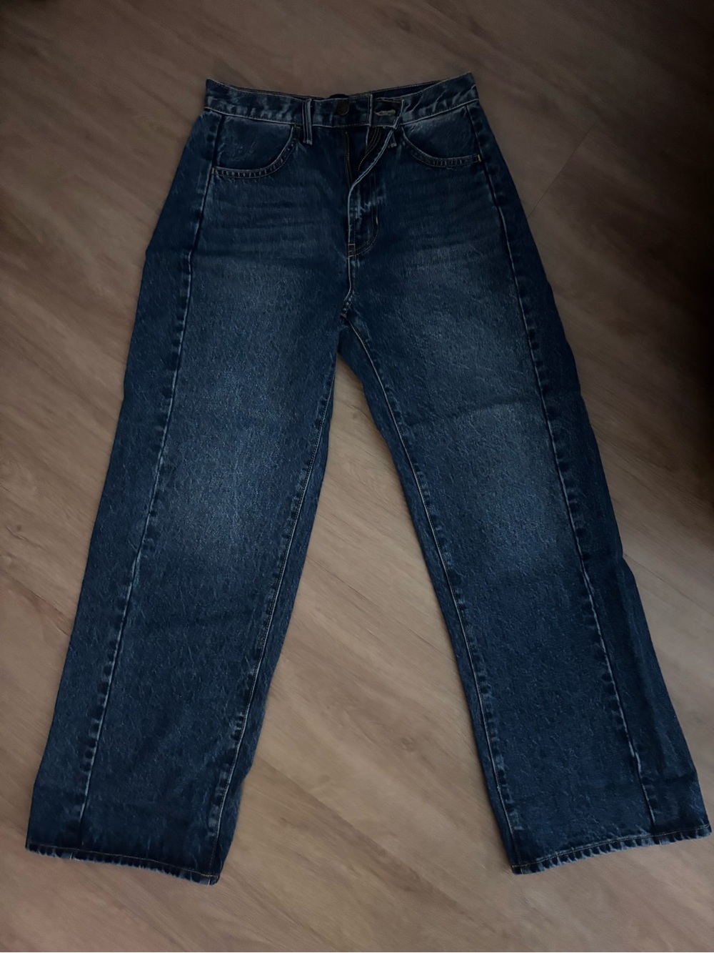 Men's Dark Blue Straight-Leg Jeans - Picture 1 of 2